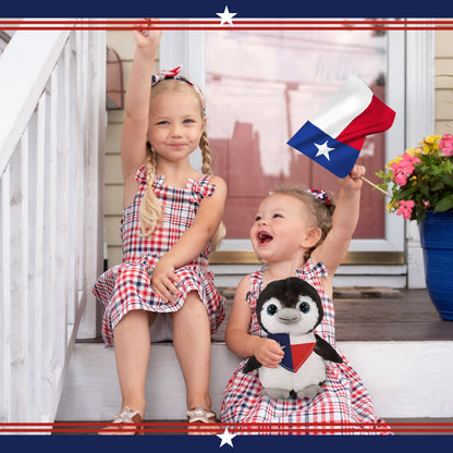 SUPER SOFT PLUSH - GREY PENGUIN 9 INCH WITH TEXAS FLAG BANDANA