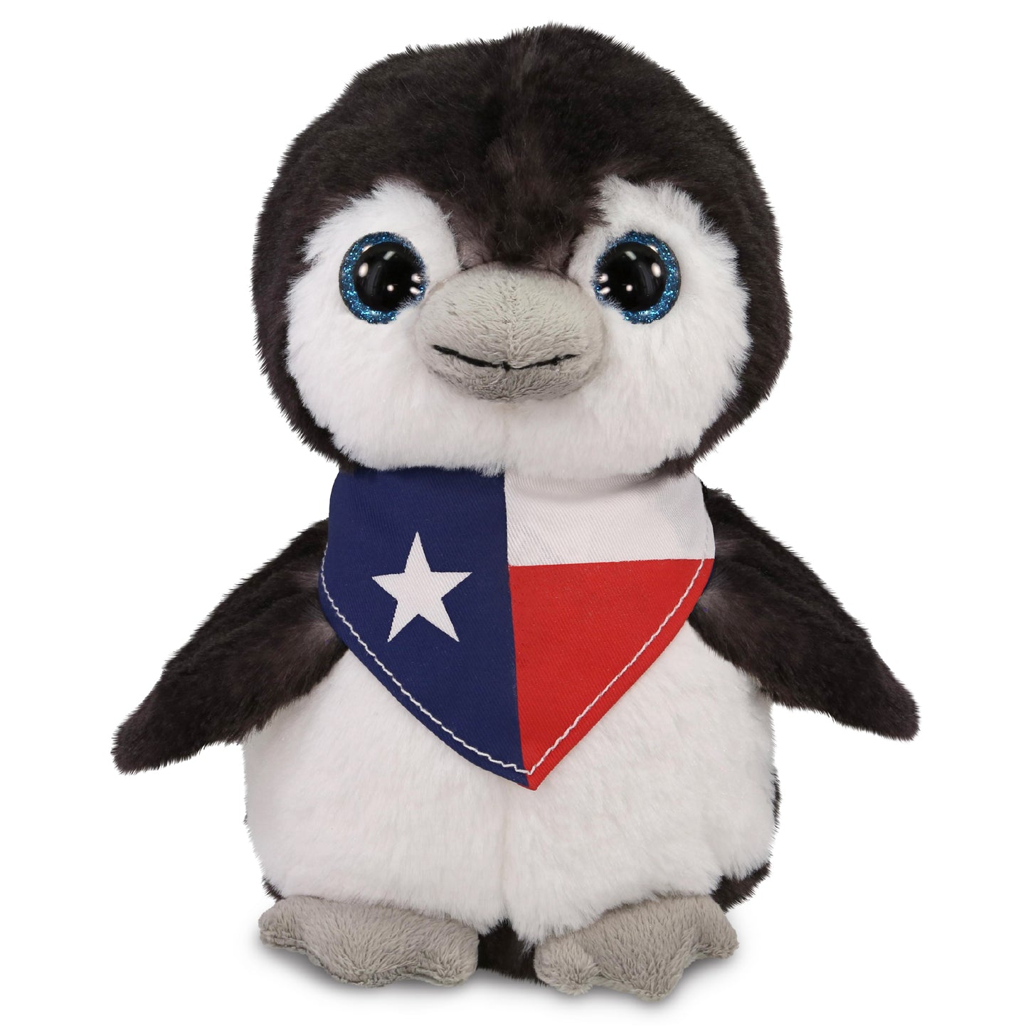 SUPER SOFT PLUSH - GREY PENGUIN 9 INCH WITH TEXAS FLAG BANDANA