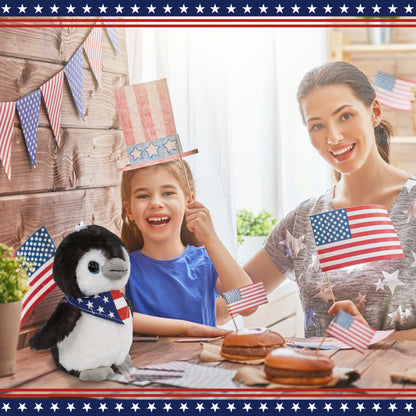 SUPER SOFT PLUSH - GREY PENGUIN 9 INCH WITH USA BANDANA