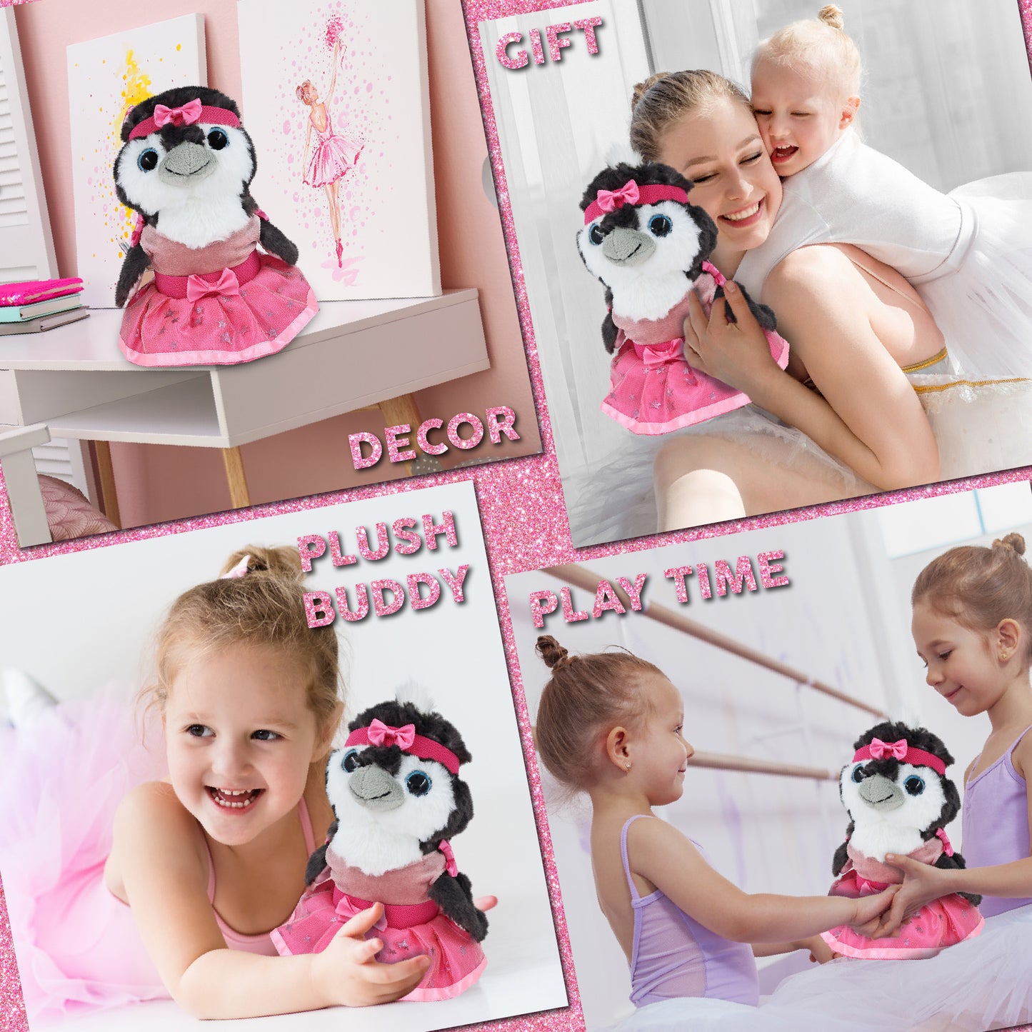 SUPER SOFT PLUSH - GREY PENGUIN 9 INCH BALLERINA