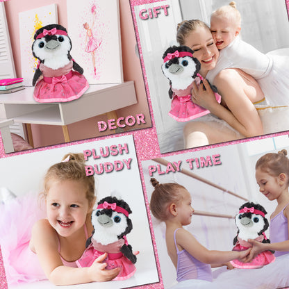 SUPER SOFT PLUSH - GREY PENGUIN 9 INCH BALLERINA