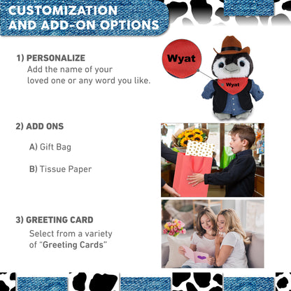 SUPER SOFT PLUSH - GREY PENGUIN 9 INCH COWBOY DRESS UP