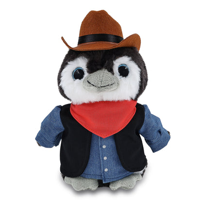 SUPER SOFT PLUSH - GREY PENGUIN 9 INCH COWBOY DRESS UP