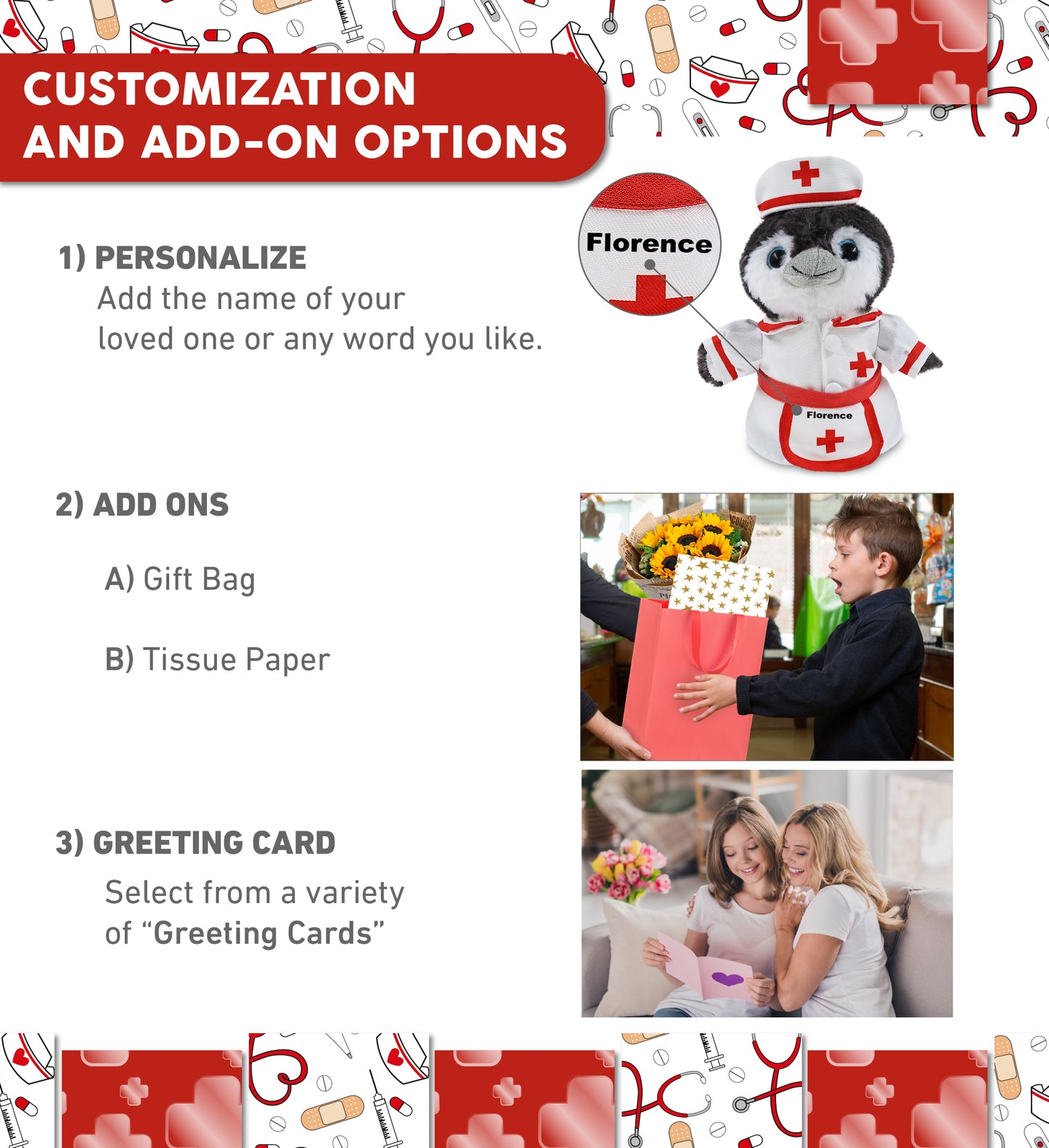 SUPER SOFT PLUSH - GREY PENGUIN 9 INCH With NURSE Dress-Up