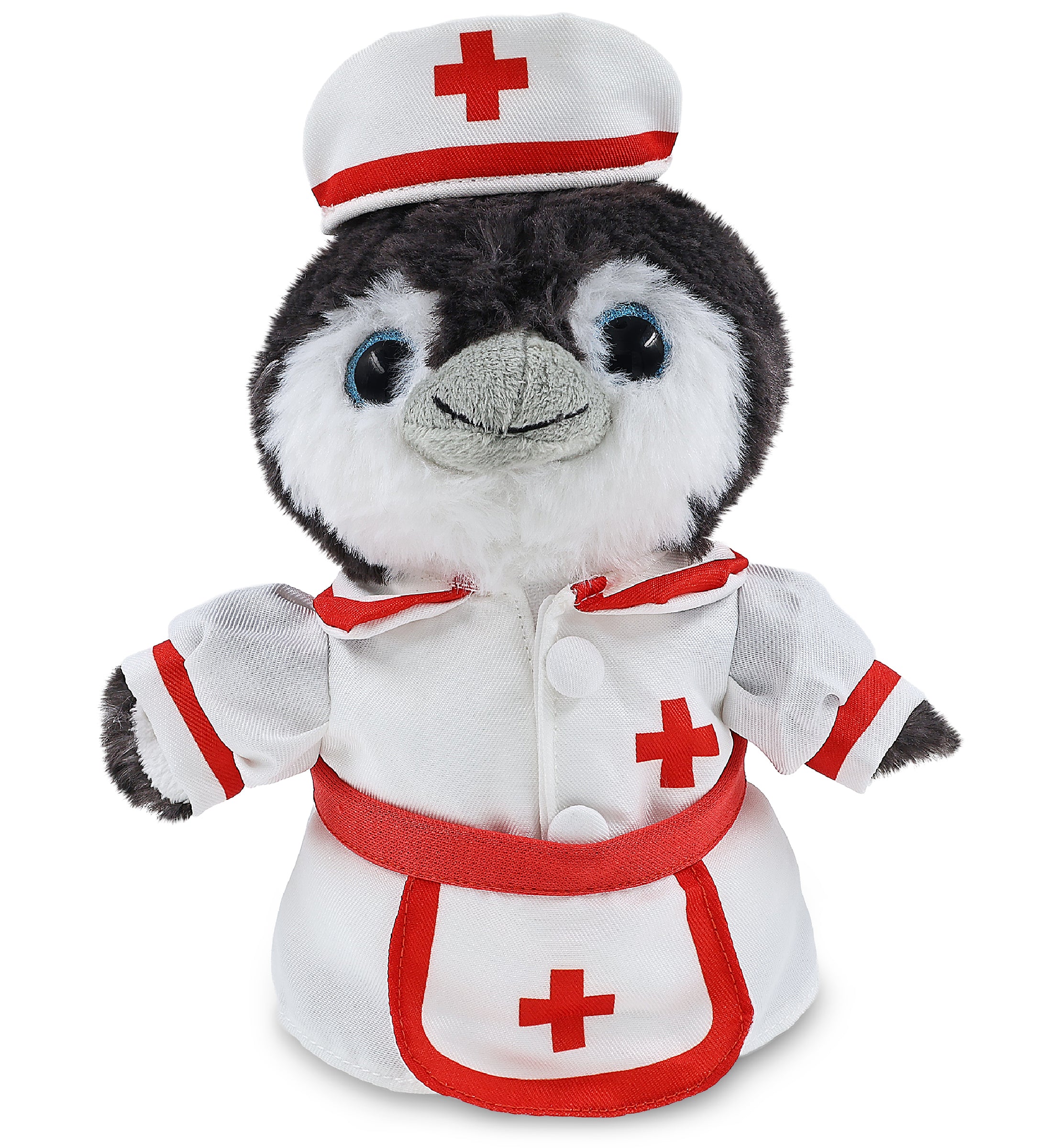 SUPER SOFT PLUSH - GREY PENGUIN 9 INCH With NURSE Dress-Up