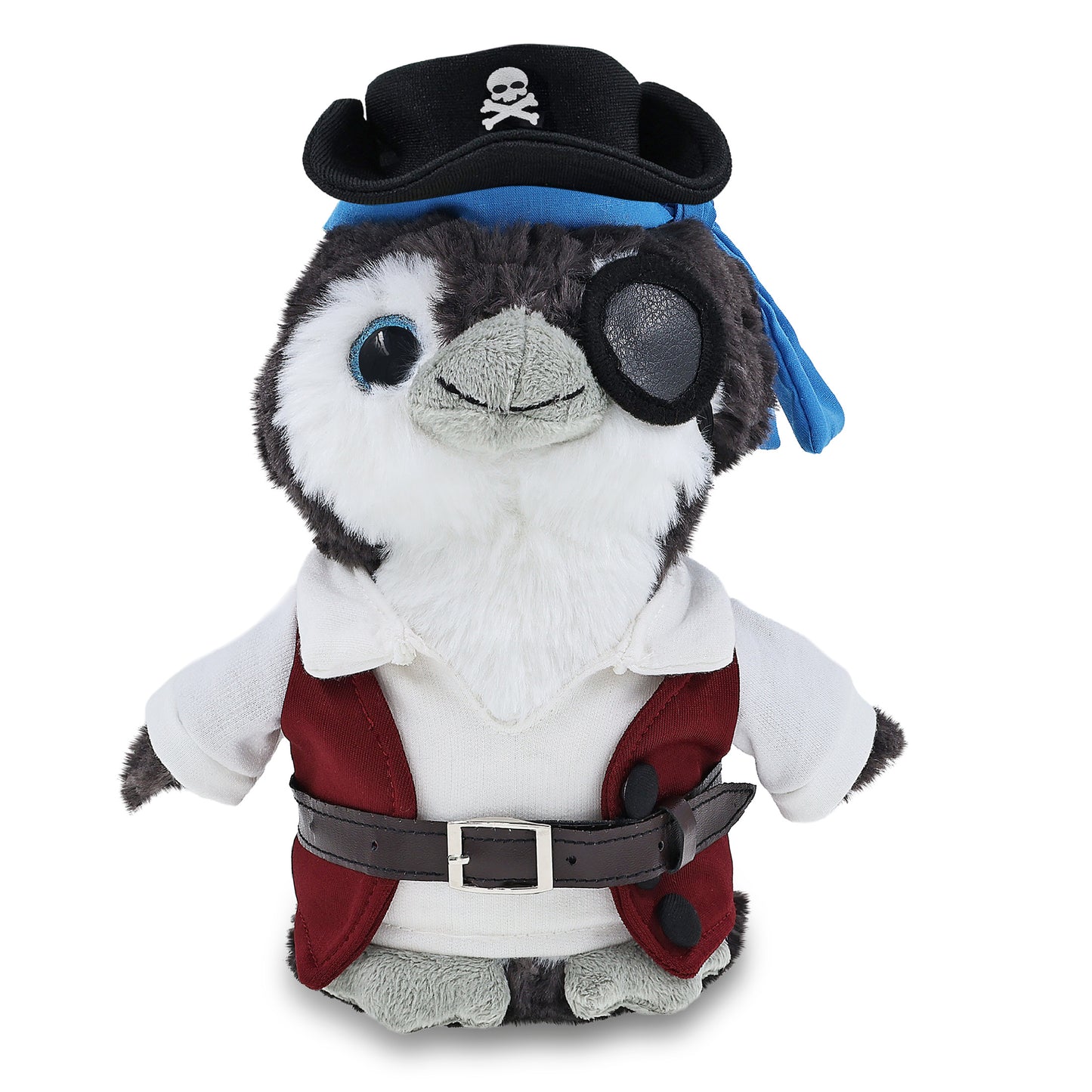 SUPER SOFT PLUSH - GREY PENGUIN 9 INCH PIRATE DRESS UP