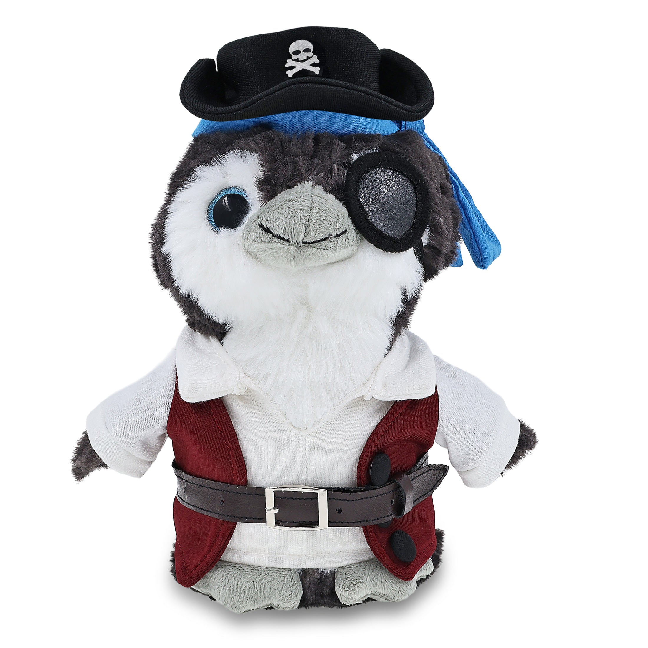 SUPER SOFT PLUSH - GREY PENGUIN 9 INCH PIRATE DRESS UP