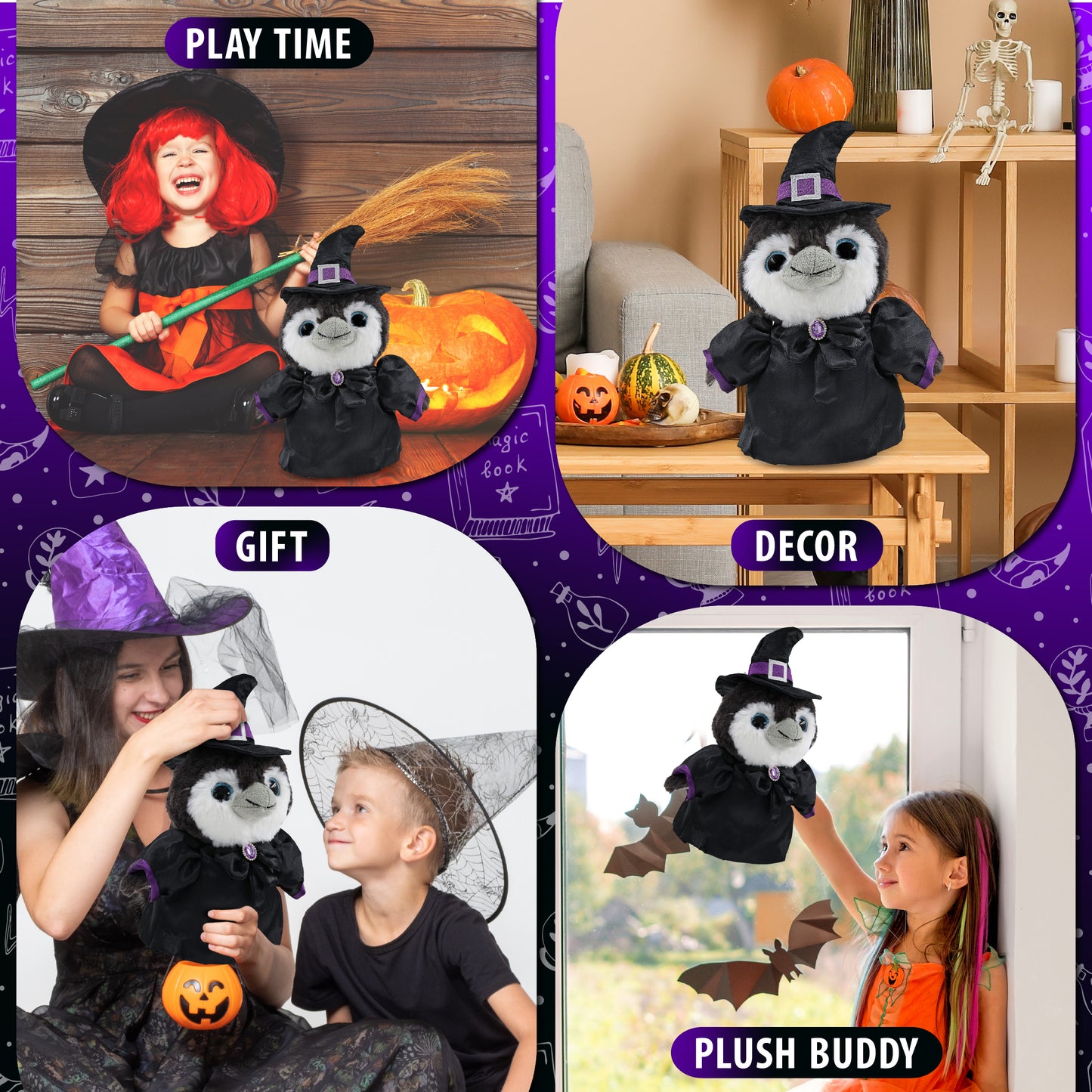 SUPER SOFT PLUSH - GREY PENGUIN 9 INCH WITCH