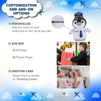 SUPER SOFT PLUSH - GREY PENGUIN 9 INCH WITH PILOT DRESS UP