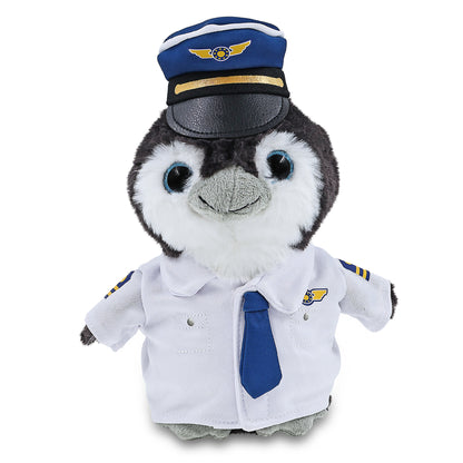 SUPER SOFT PLUSH - GREY PENGUIN 9 INCH WITH PILOT DRESS UP