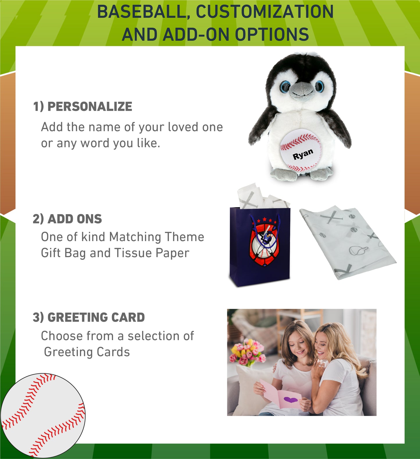 SUPER SOFT PLUSH - GREY PENGUIN 9 INCH WITH BASEBALL PLUSH