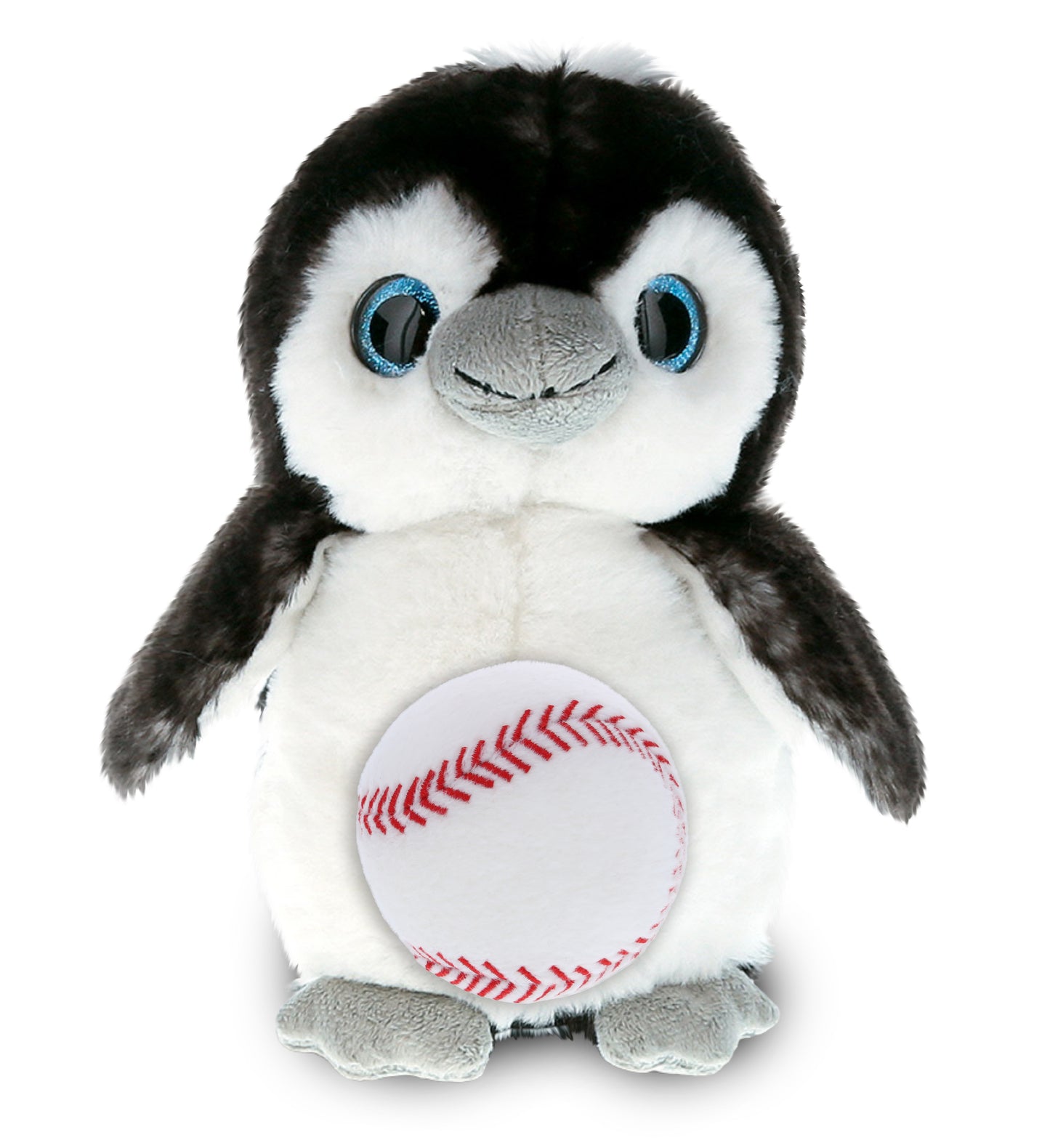 SUPER SOFT PLUSH - GREY PENGUIN 9 INCH WITH BASEBALL PLUSH