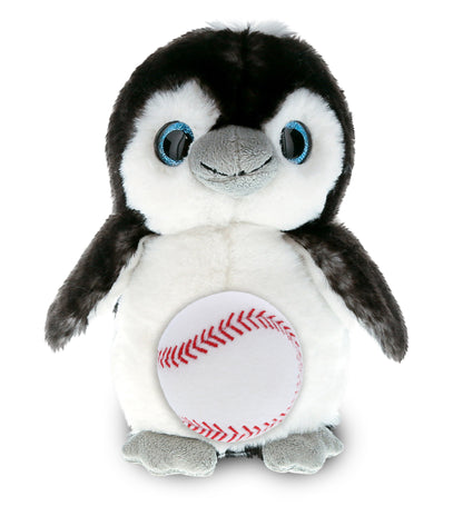 SUPER SOFT PLUSH - GREY PENGUIN 9 INCH WITH BASEBALL PLUSH