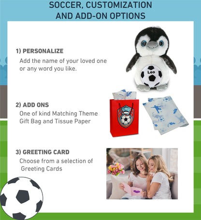 SUPER SOFT PLUSH - GREY PENGUIN 9 INCH WITH SOCCER PLUSH