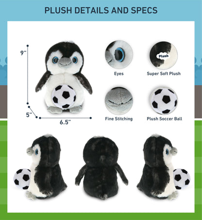 SUPER SOFT PLUSH - GREY PENGUIN 9 INCH WITH SOCCER PLUSH