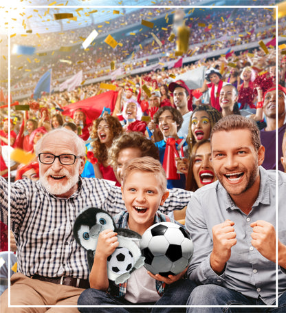 SUPER SOFT PLUSH - GREY PENGUIN 9 INCH WITH SOCCER PLUSH