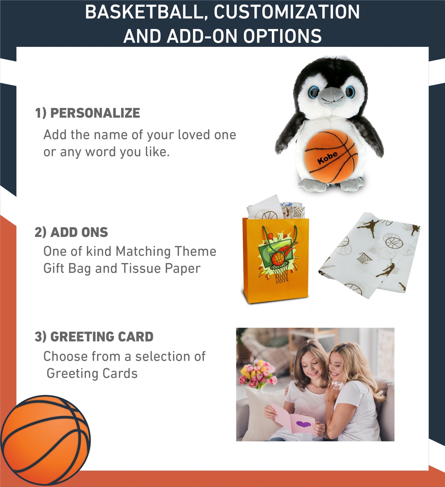 SUPER SOFT PLUSH - GREY PENGUIN 9 INCH WITH BASKETBALL PLUSH