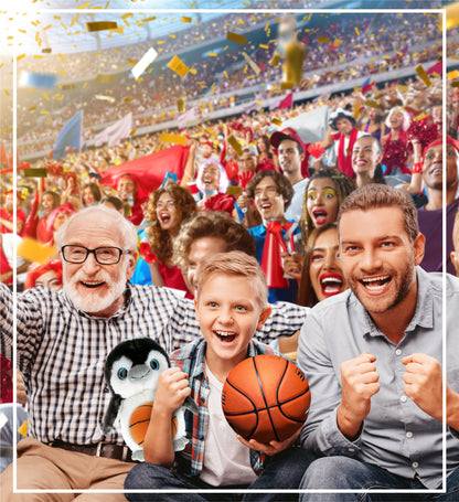 SUPER SOFT PLUSH - GREY PENGUIN 9 INCH WITH BASKETBALL PLUSH