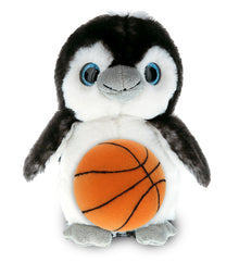 SUPER SOFT PLUSH - GREY PENGUIN 9 INCH WITH BASKETBALL PLUSH