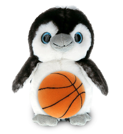 SUPER SOFT PLUSH - GREY PENGUIN 9 INCH WITH BASKETBALL PLUSH
