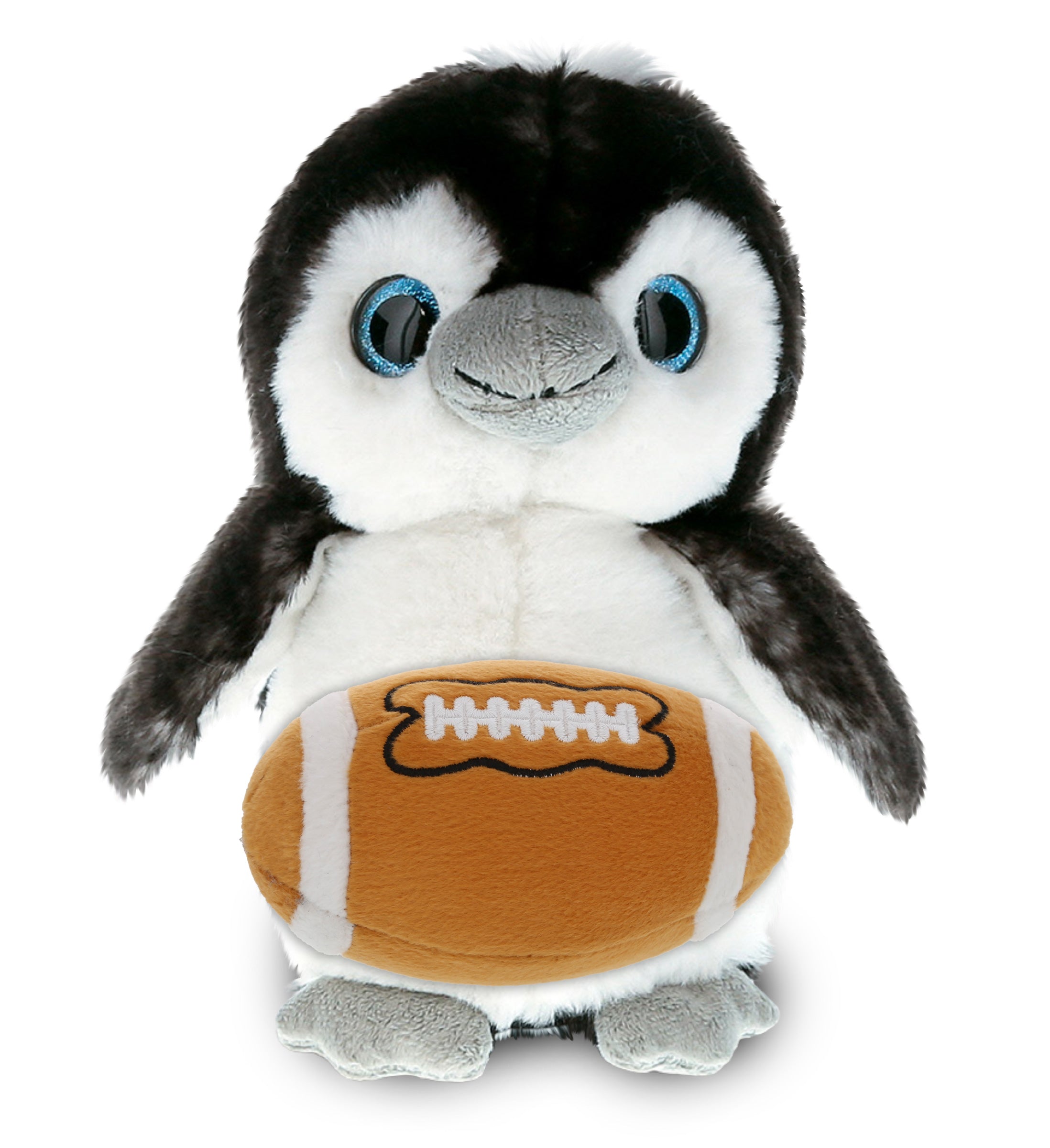 SUPER SOFT PLUSH - GREY PENGUIN 9 INCH WITH FOOTBALL PLUSH