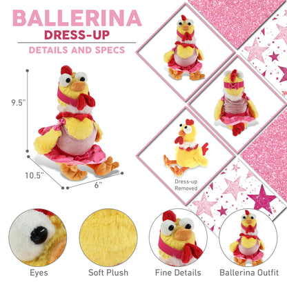 SUPER SOFT PLUSH - YELLOW ROOSTER WITH BALLERINA DRESS UP