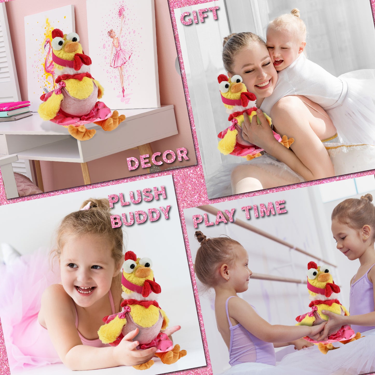 SUPER SOFT PLUSH - YELLOW ROOSTER WITH BALLERINA DRESS UP