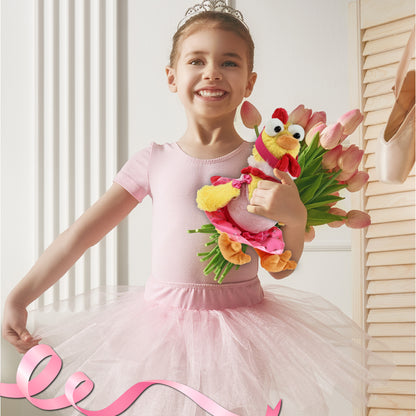 SUPER SOFT PLUSH - YELLOW ROOSTER WITH BALLERINA DRESS UP
