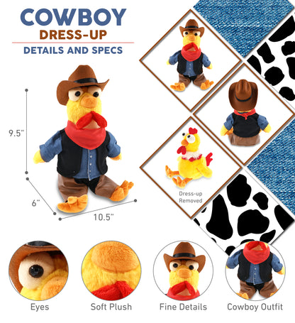 SUPER SOFT PLUSH - YELLOW ROOSTER With COWBOY Dress Up