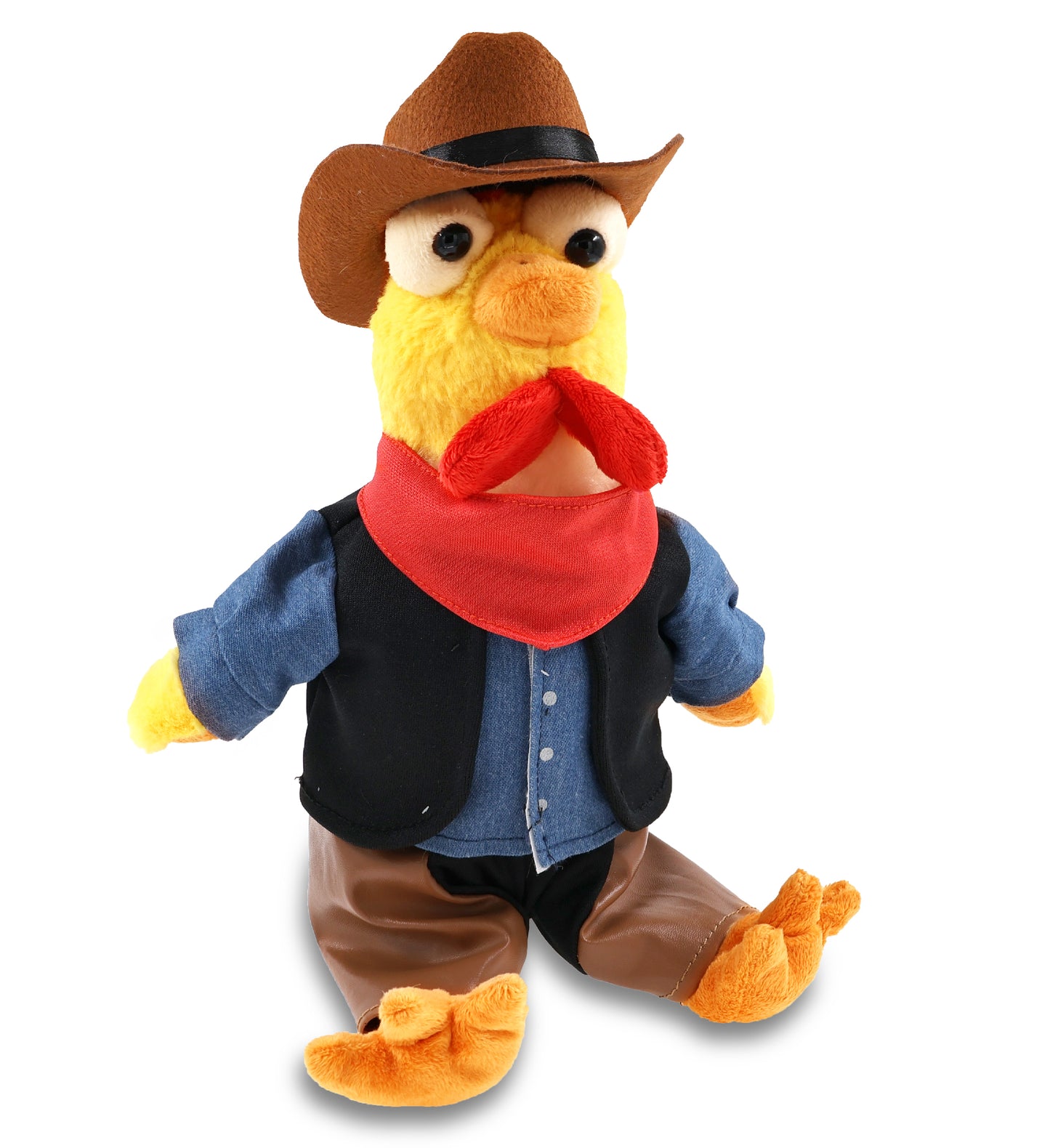 SUPER SOFT PLUSH - YELLOW ROOSTER With COWBOY Dress Up