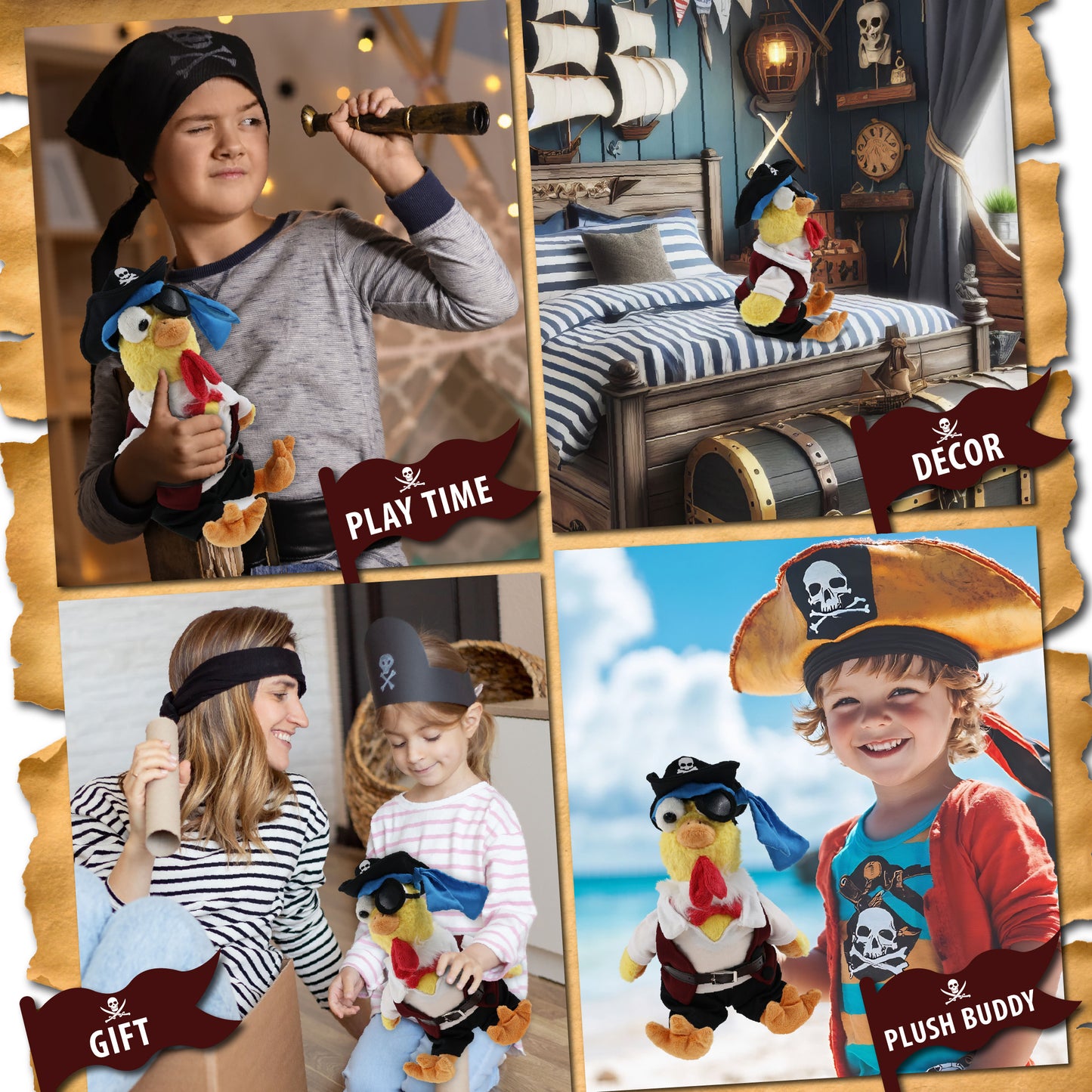 SUPER SOFT PLUSH - YELLOW ROOSTER PIRATE DRESS UP