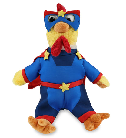 SUPER SOFT PLUSH - YELLOW ROOSTER With SUPER HERO Dress Up