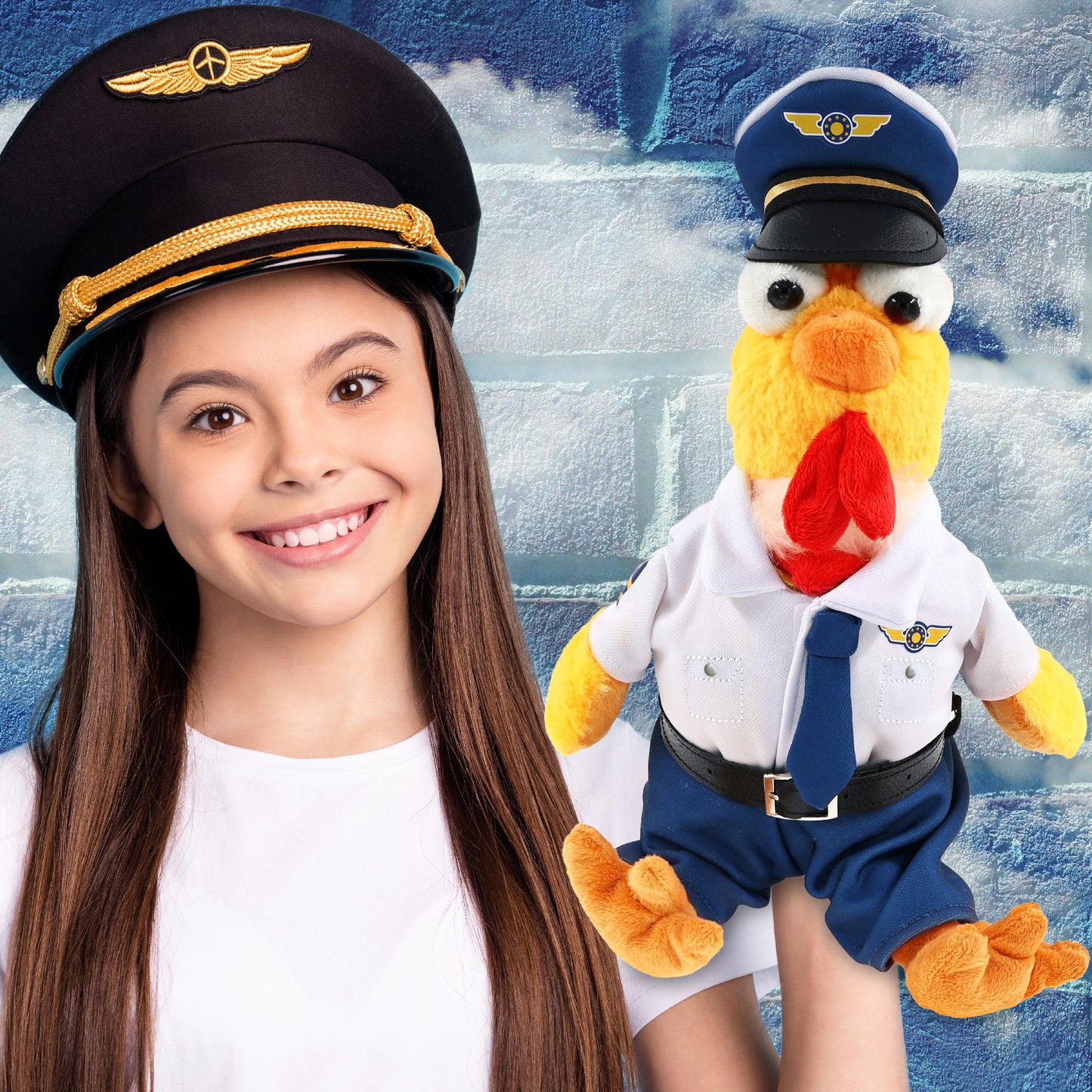 SUPER SOFT PLUSH - YELLOW ROOSTER PILOT DRESS UP