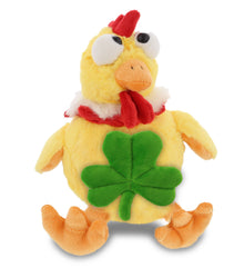 DolliBu Yellow Rooster Stuffed Animal with Green Plush Shamrock - 10.5 Inches
