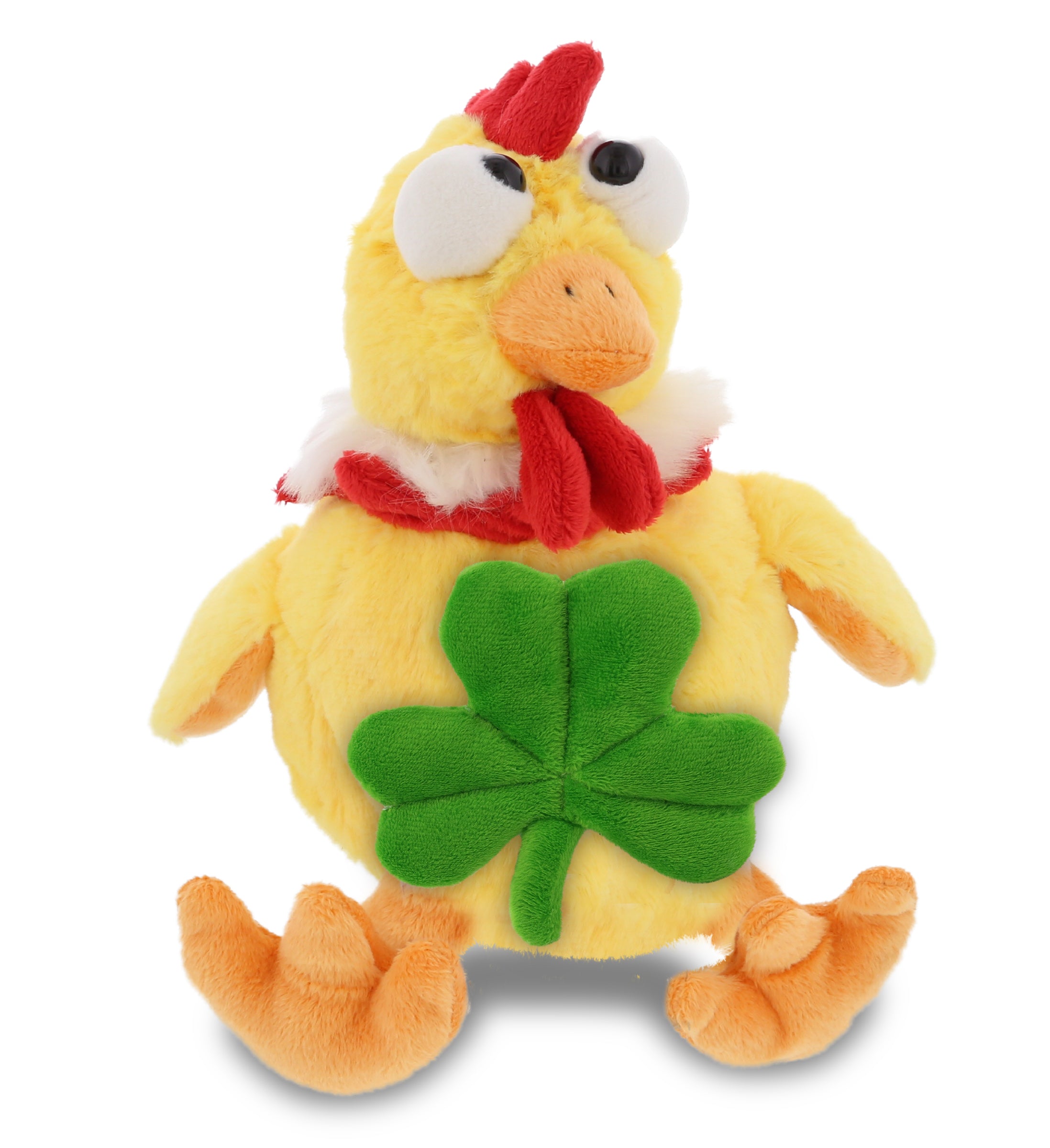 DolliBu Yellow Rooster Stuffed Animal with Green Plush Shamrock - 10.5 Inches