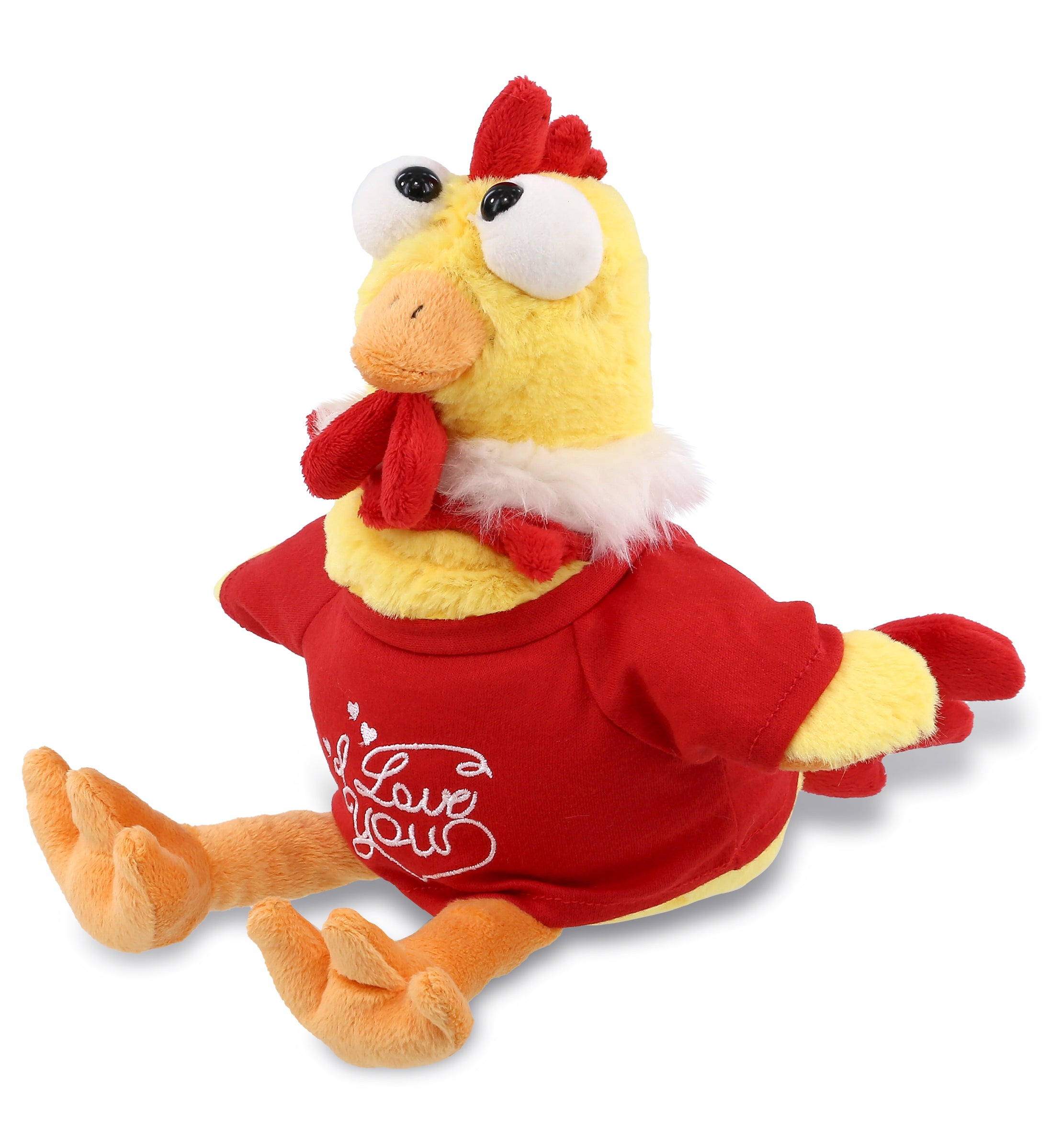 PLUSH I LOVE YOU RED SHIRT- SUPER SOFT PLUSH - YELLOW ROOSTER