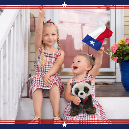 SUPER SOFT PLUSH - SQUAT PANDA 7 INCH WITH TEXAS FLAG BANDANA