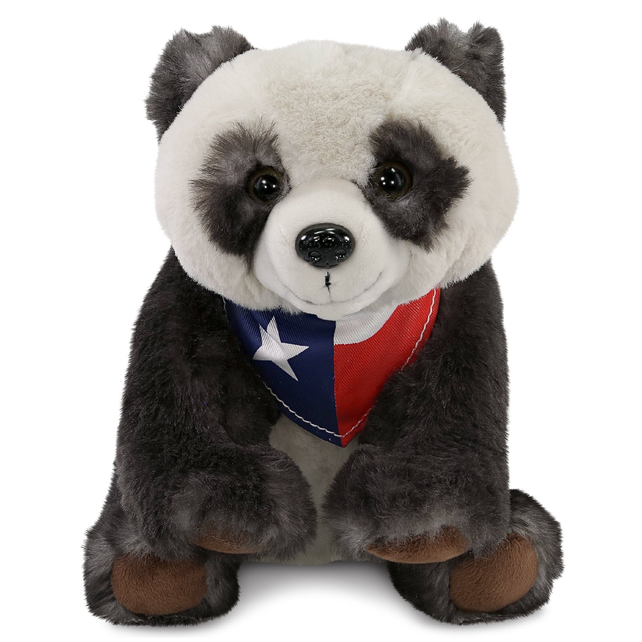 SUPER SOFT PLUSH - SQUAT PANDA 7 INCH WITH TEXAS FLAG BANDANA