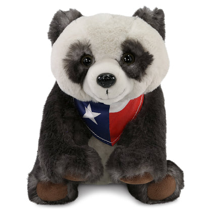 SUPER SOFT PLUSH - SQUAT PANDA 7 INCH WITH TEXAS FLAG BANDANA