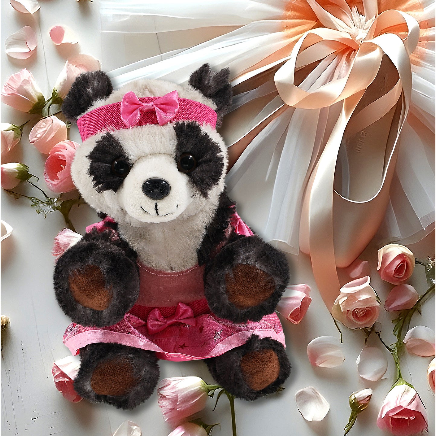 SUPER SOFT PLUSH - SQUAT PANDA 7 INCH BALLERINA