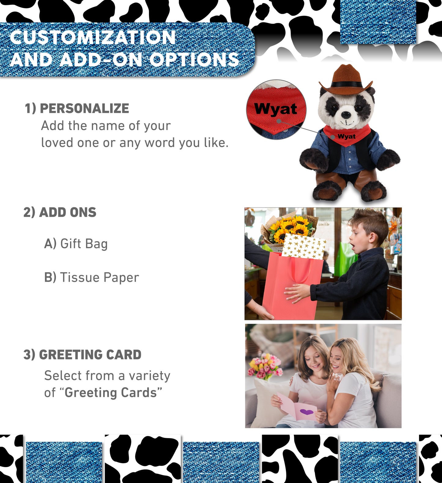 SUPER SOFT PLUSH - SQUAT PANDA 7 INCH COWBOY DRESS UP