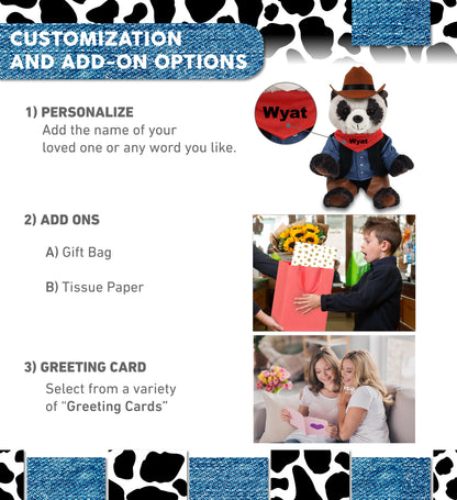 SUPER SOFT PLUSH - SQUAT PANDA 7 INCH COWBOY DRESS UP