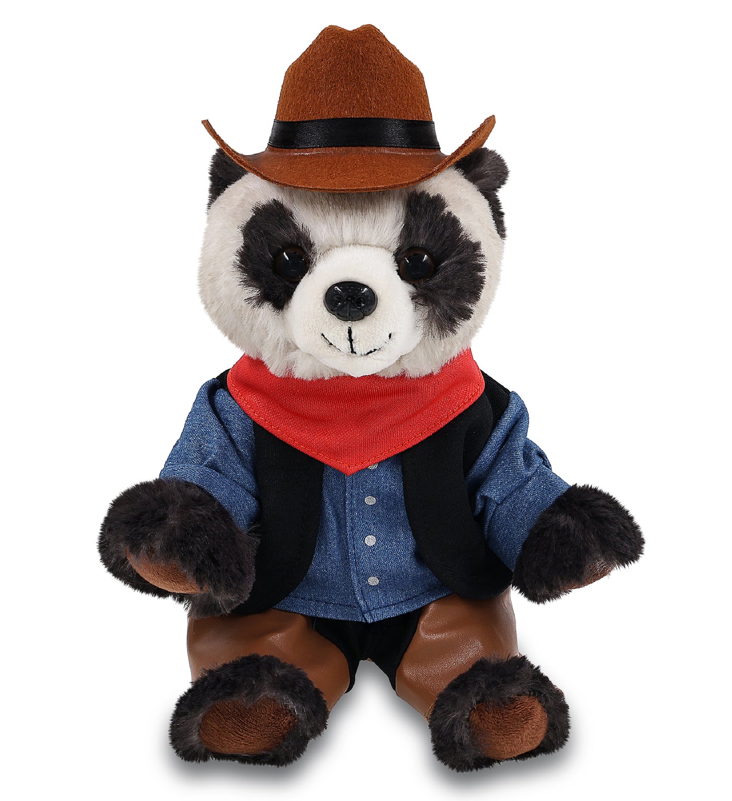 SUPER SOFT PLUSH - SQUAT PANDA 7 INCH COWBOY DRESS UP