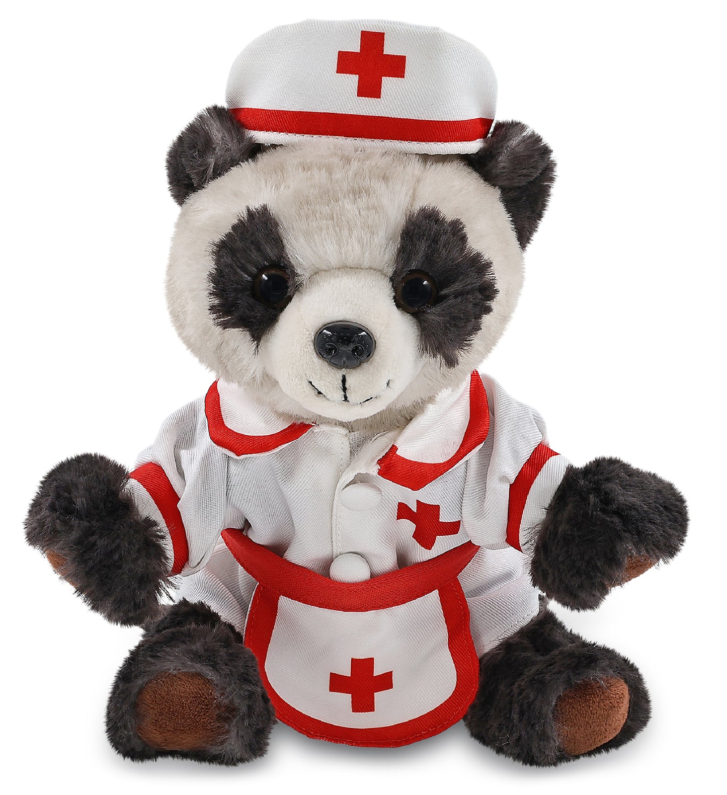 SUPER SOFT PLUSH - SQUAT PANDA 7 INCH With NURSE Dress-Up