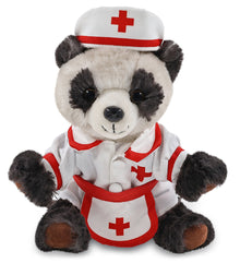 SUPER SOFT PLUSH - SQUAT PANDA 7 INCH With NURSE Dress-Up