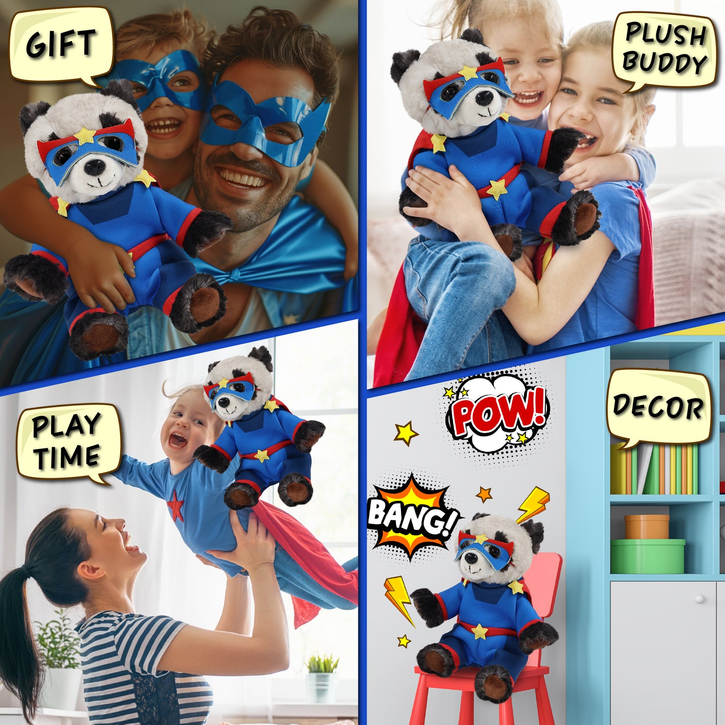 SUPER SOFT PLUSH - SQUAT PANDA 7 INCH SUPER HERO