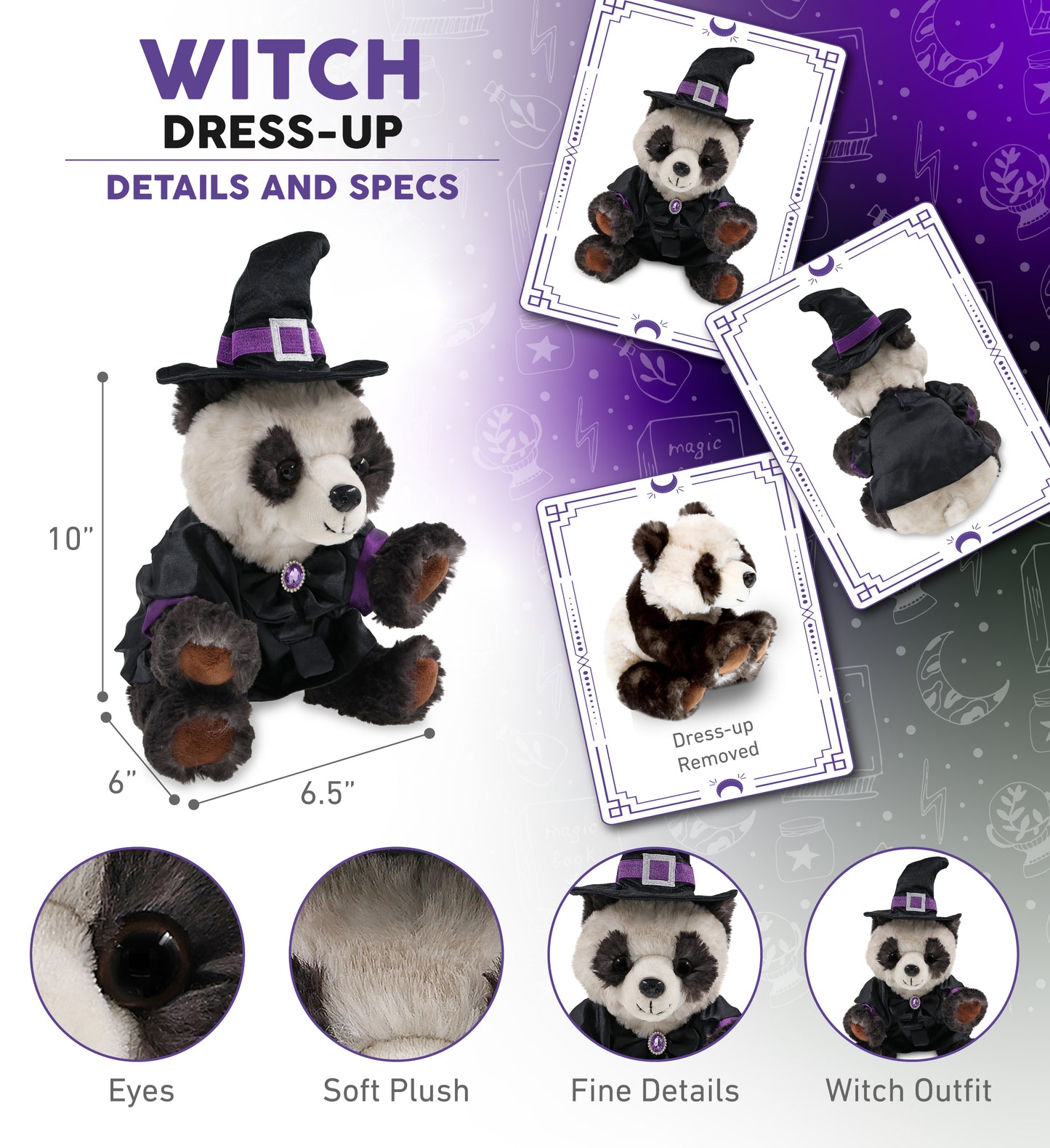 SUPER SOFT PLUSH - SQUAT PANDA 7 INCH WITCH