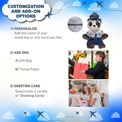 SUPER SOFT PLUSH - SQUAT PANDA 7 INCH WITH PILOT DRESS UP