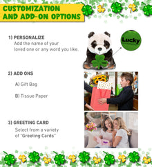 DolliBu Super Soft Panda Stuffed Animal with Green Plush Shamrock - 10 Inches