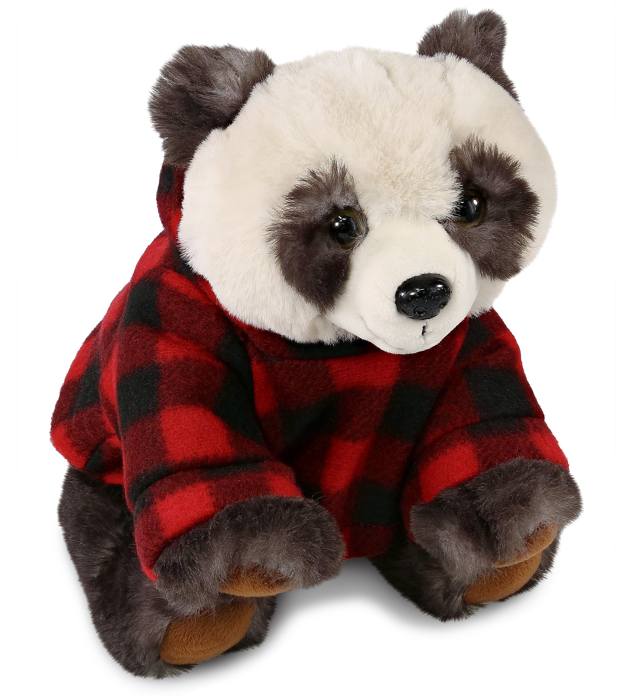 PLUSH RED PLAID HOODIE - SUPER SOFT PLUSH - SQUAT PANDA 7 INCH
